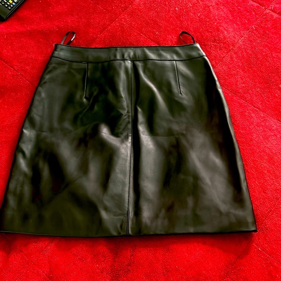 Leather-like zipper front skirt - Picture 2 of 3